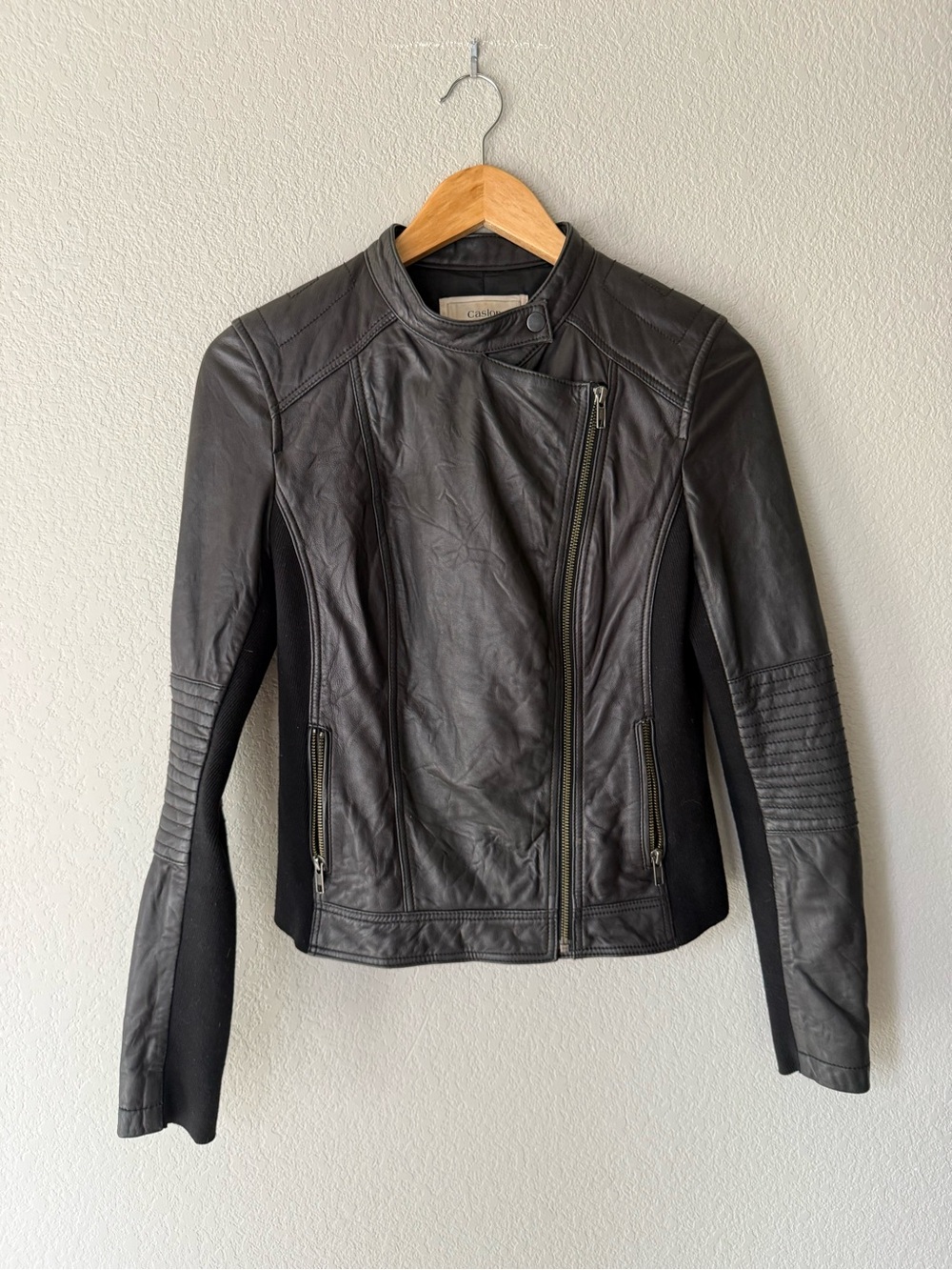 Black Real Leather Asymmetrical Zip Women's Jacket